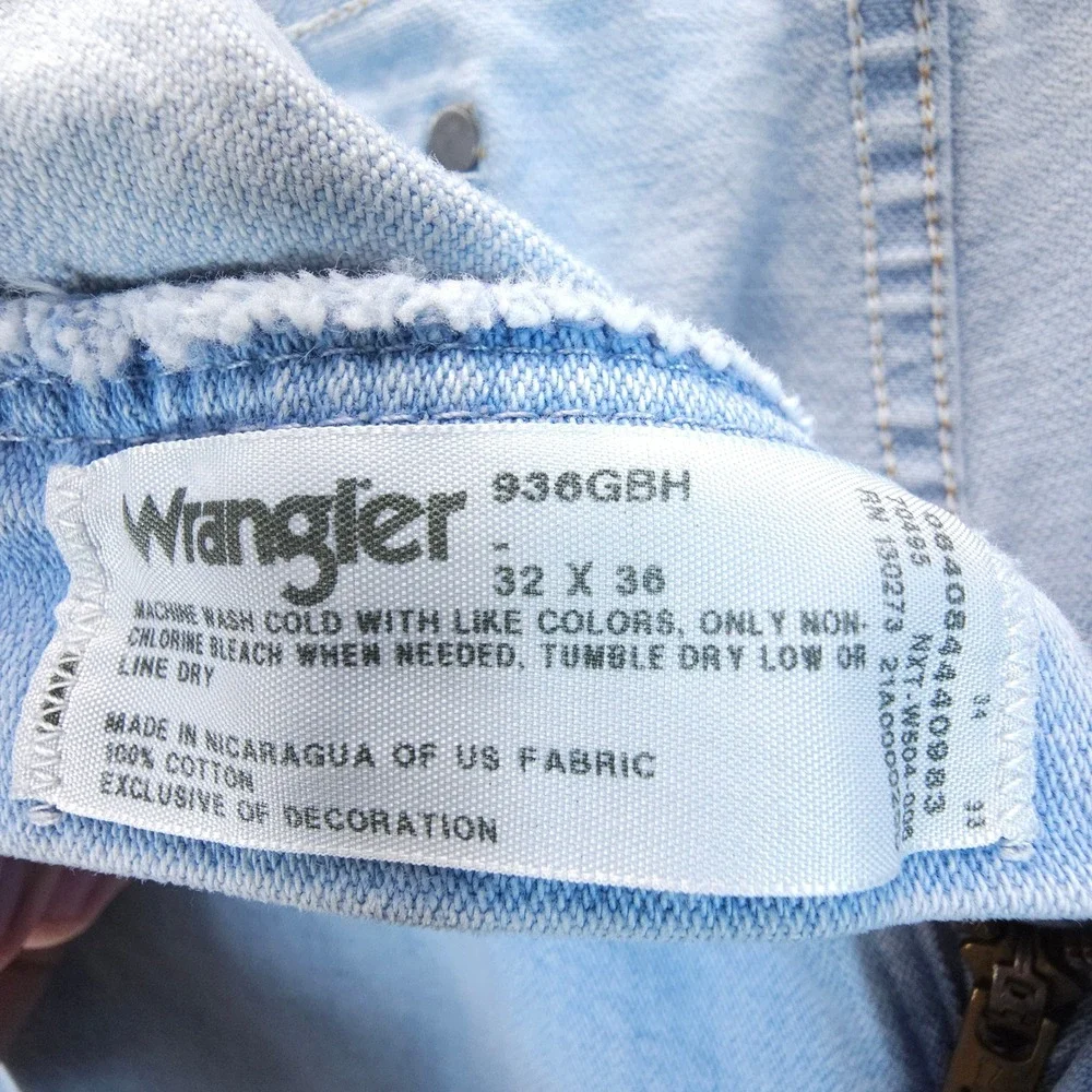Wrangler 936GBH Men 32x36 Light Wash Slim Fit Western Cowboy Jeans Vintage Style